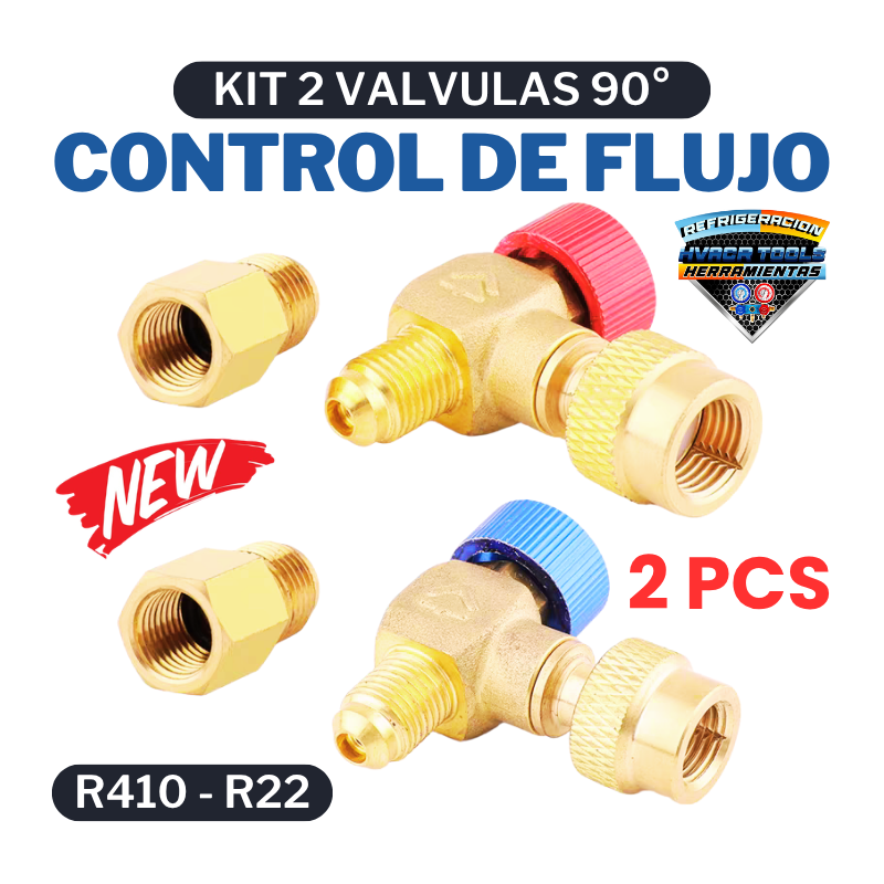 KIT 2 VALVULAS CONTROL DE FLUJO 90° R22 Y R410 R32 XWM