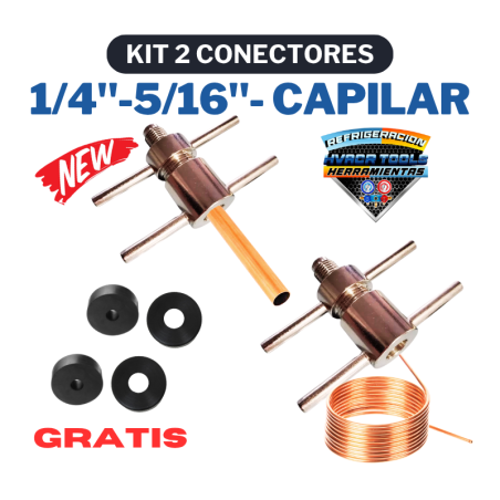 KIT 2 CONECTORES 1/4" - 5/16" - CAPILAR + JUNTAS