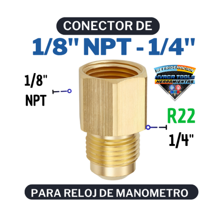ADAPTADOR PARA MANOMETRO 1/8" NPT - 1/4" SAE MACHO