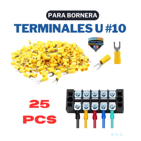 TERMINALES U 10 AMARILLO 25PCS