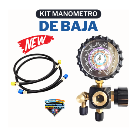 KIT MANOMETRO DE BAJA CON 2 MANGUERAS NEGRAS XWM