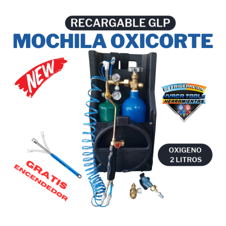 MOCHILA NEGRA DE OXICORTE RECARGABLE GLP 2 LTRS