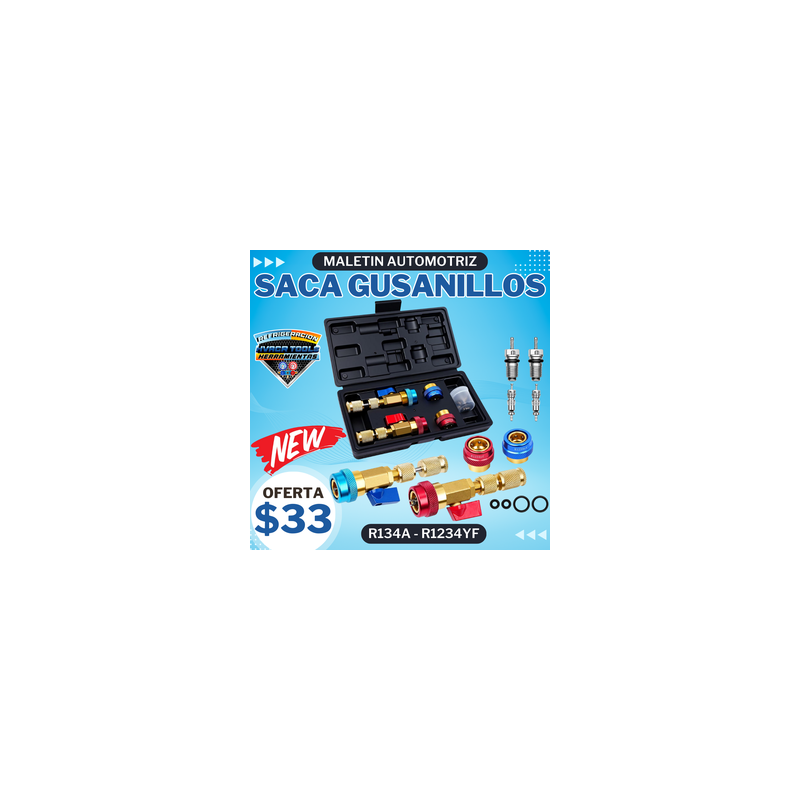 MALETIN SACA GUSANILLO AUTOMOTRIZ R134a - R1234yf ALTA Y BAJA