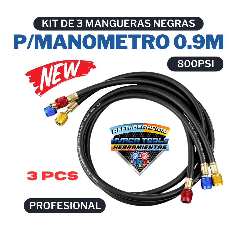 KIT DE 3 MANGUERAS NEGRAS 0.90 MTRS