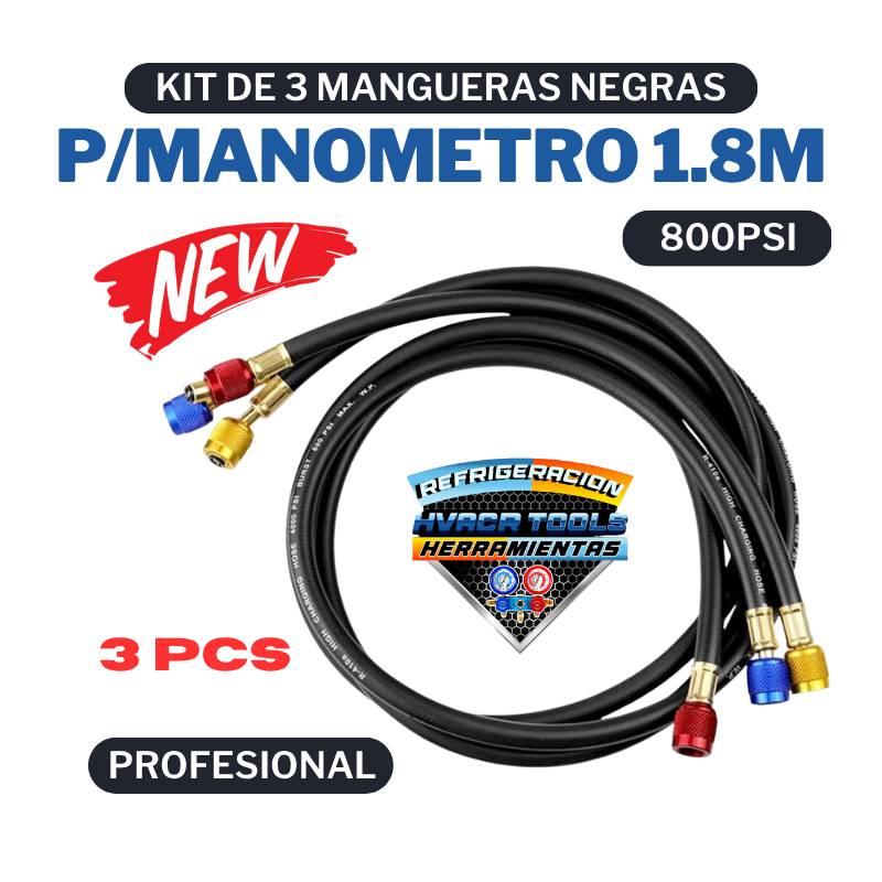KIT DE 3 MANGUERAS NEGRAS 1.8MTRS
