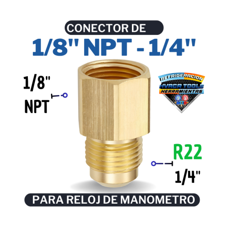 ADAPTADOR 1/8 NPT - 1/4 PARA RELOJ DE MANOMETRO