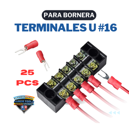 TERMINAL U 16 ROJO 25PCS