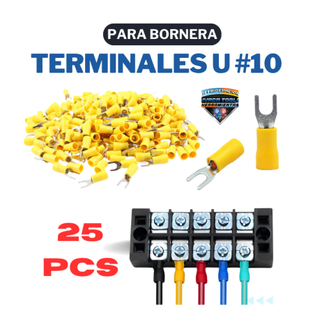 TERMINALES U 10 AMARILLO 25PCS
