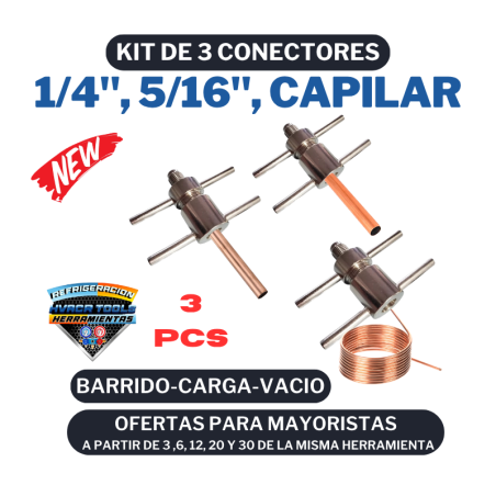 KIT 3 CONECTORES RAPIDO DE NEVERA 1/4" - 5/16" - CAPILAR
