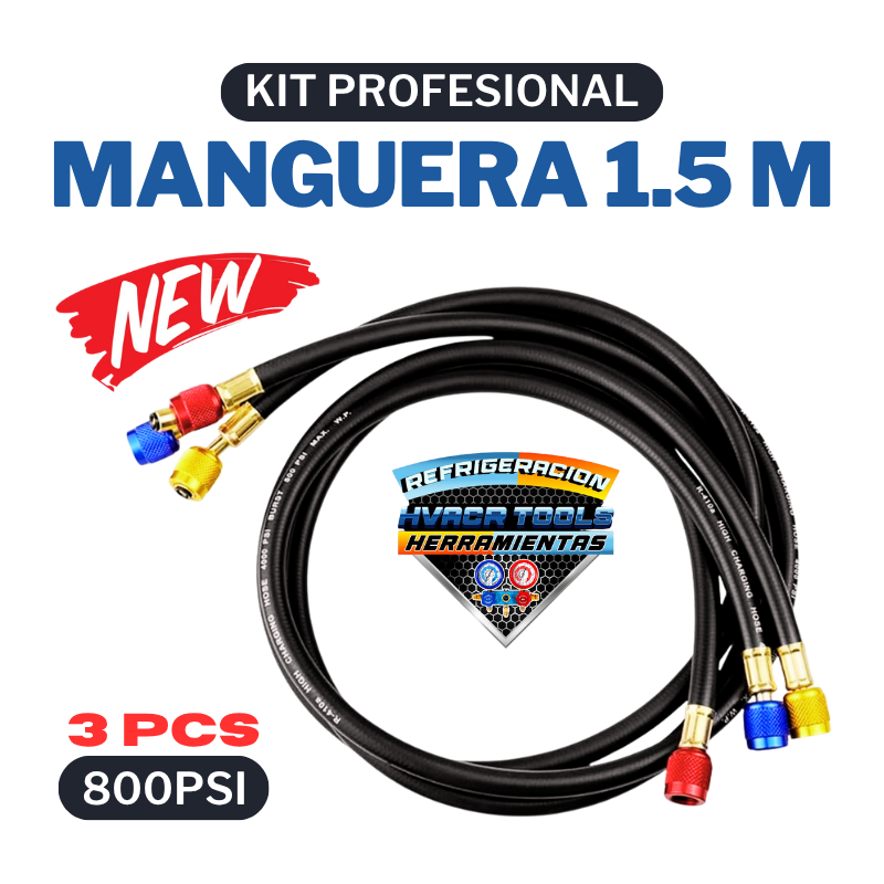 KIT DE 3 MANGUERAS NEGRAS PROFESIONAL 1.5 MTRS